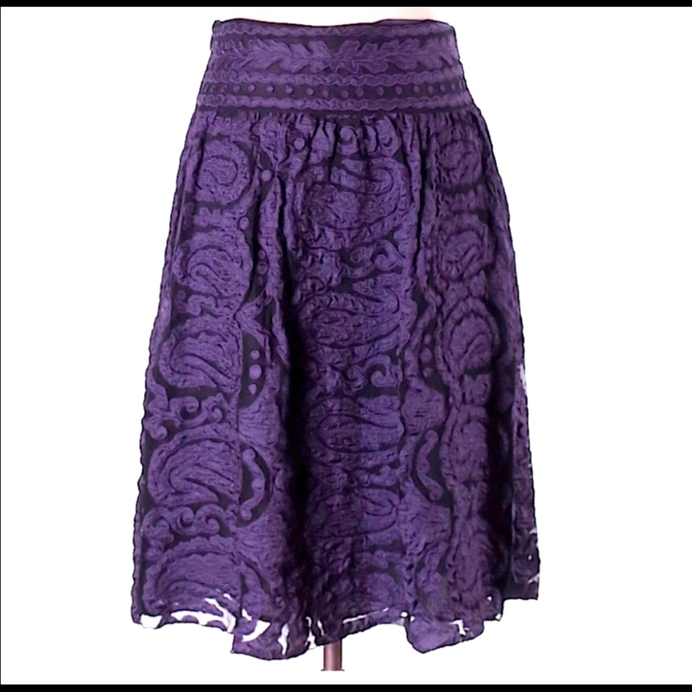 Odille Purple Paisley A-Line Skirt